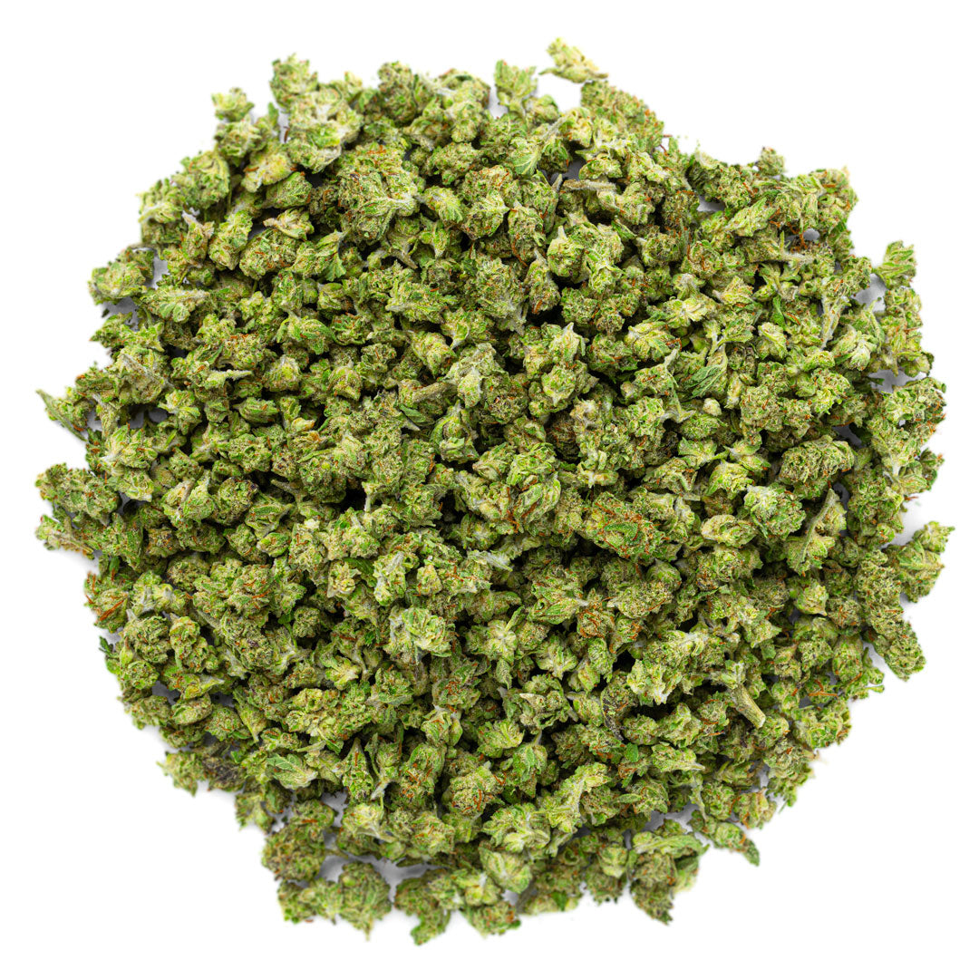 Official ShopZaza product image for Bubba Kush Micros showing small cannabis buds on a white studio background
